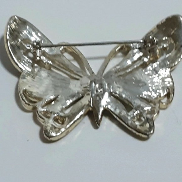 Blue Silverstone Butterfly Womens Pendant Brooch Jewelry pin - Picture 4 of 8